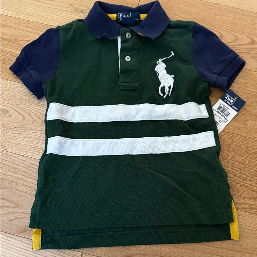 Polo by Ralph Lauren Kids Polo in Green and Navy with White Accents